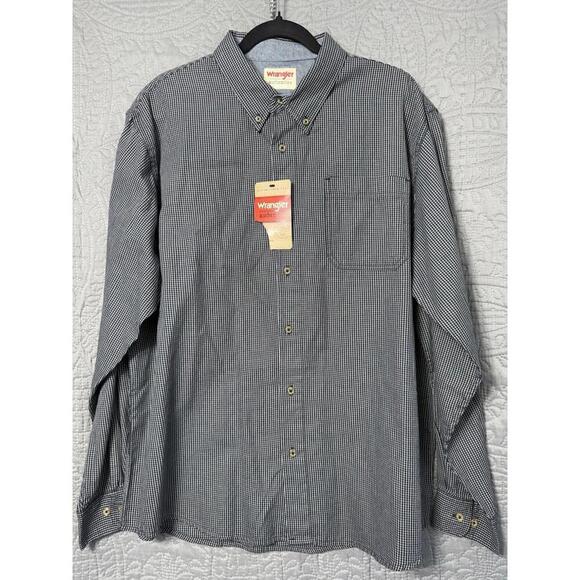 Wrangler Plaid Button Down Shirt Men's Size XL Blue Long Sleeve Cotton - Picture 1 of 9